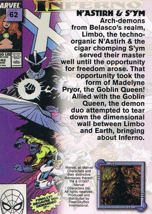 Fleer/Skybox X-Men '97 Timelines (Marvel Premium) Base Card 62 N'Astirh & S'ym