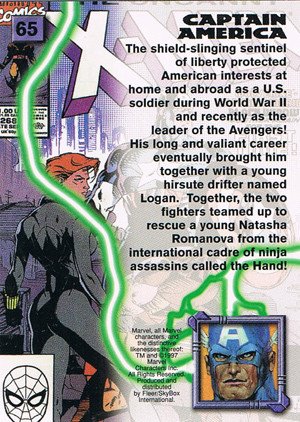 Fleer/Skybox X-Men '97 Timelines (Marvel Premium) Base Card 65 Captain America