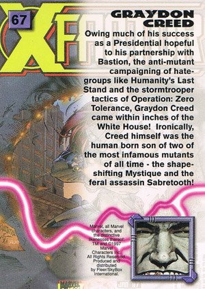 Fleer/Skybox X-Men '97 Timelines (Marvel Premium) Base Card 67 Graydon Creed