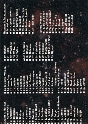 Fleer/Skybox X-Men '97 Timelines (Marvel Premium) Base Card  Checklist