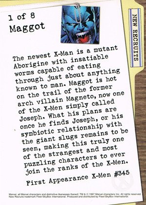 Fleer/Skybox X-Men '97 Timelines (Marvel Premium) New Recruit Card 1 of 8 Maggot