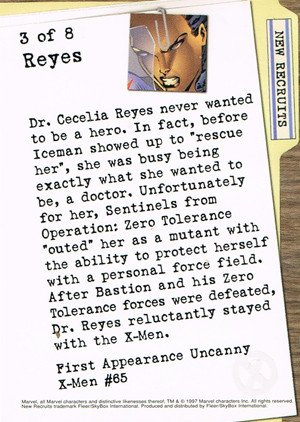 Fleer/Skybox X-Men '97 Timelines (Marvel Premium) New Recruit Card 3 of 8 Reyes