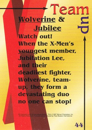 Fleer/Skybox X-Men .99 Base Card 44 Wolverine & Jubilee