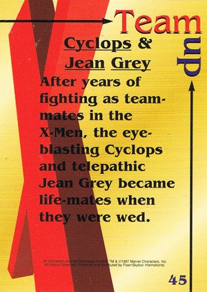 Fleer/Skybox X-Men .99 Base Card 45 Cyclops & Jean Grey
