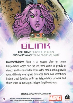 Rittenhouse Archives Women of Marvel Base Card 7 Blink