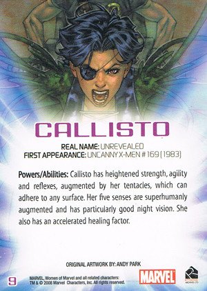 Rittenhouse Archives Women of Marvel Base Card 9 Callisto