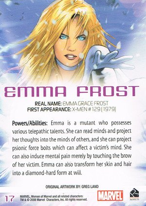Rittenhouse Archives Women of Marvel Base Card 17 Emma Frost