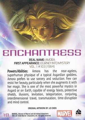 Rittenhouse Archives Women of Marvel Base Card 18 Enchantress