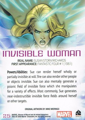 Rittenhouse Archives Women of Marvel Base Card 25 Invisible Woman