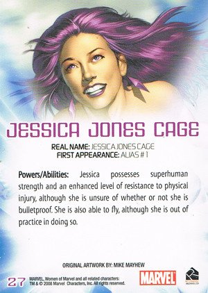 Rittenhouse Archives Women of Marvel Base Card 27 Jessica Jones Cage