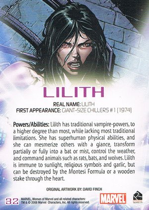Rittenhouse Archives Women of Marvel Base Card 32 Lilith