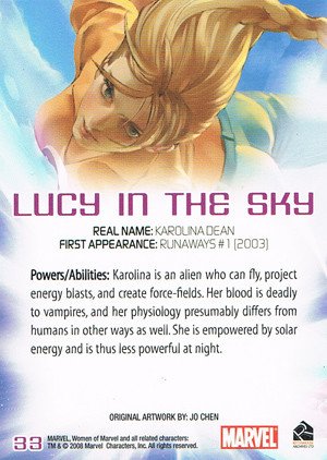 Rittenhouse Archives Women of Marvel Base Card 33 Lucy In the Sky