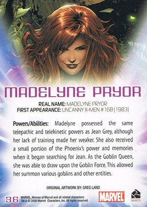 Rittenhouse Archives Women of Marvel Base Card 36 Madelyne Pryor