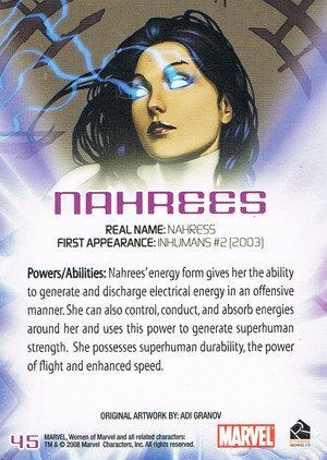 Rittenhouse Archives Women of Marvel Base Card 45 Nahrees