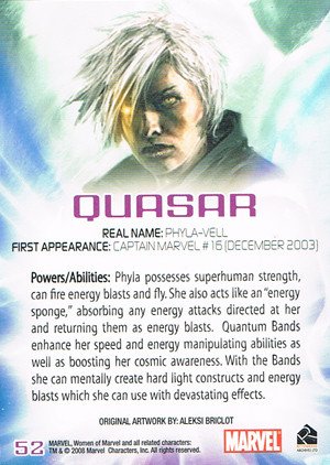 Rittenhouse Archives Women of Marvel Base Card 52 Quasar