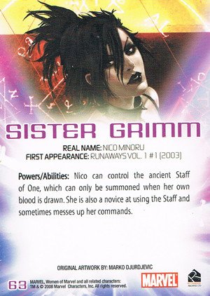 Rittenhouse Archives Women of Marvel Base Card 63 Sister Grimm
