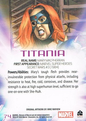 Rittenhouse Archives Women of Marvel Base Card 74 Titania
