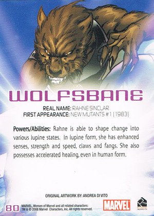 Rittenhouse Archives Women of Marvel Base Card 80 Wolfsbane