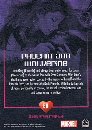 Rittenhouse Archives Women of Marvel Embrace Card E6 Phoenix and Wolverine
