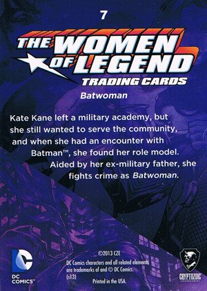 Cryptozoic DC Comics: The Women of Legend Base Card 7 Batwoman
