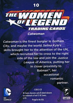 Cryptozoic DC Comics: The Women of Legend Base Card 10 Catwoman