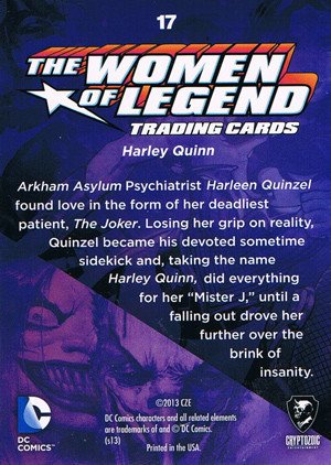 Cryptozoic DC Comics: The Women of Legend Base Card 17 Harley Quinn