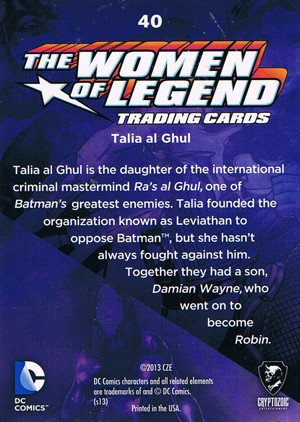 Cryptozoic DC Comics: The Women of Legend Base Card 40 Talia al Ghul