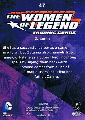 Cryptozoic DC Comics: The Women of Legend Base Card 47 Zatanna
