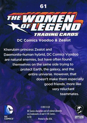 Cryptozoic DC Comics: The Women of Legend Base Card 61 DC Comics Voodoo & Zealot