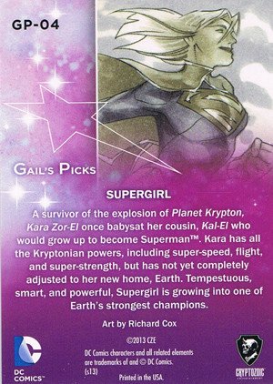 Cryptozoic DC Comics: The Women of Legend Gail's Pick Legendary Ladies Foil Card GP-04 Supergirl