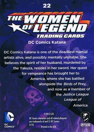 Cryptozoic DC Comics: The Women of Legend Parallel Foil Card 22 DC Comics Katana