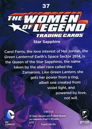 Cryptozoic DC Comics: The Women of Legend Parallel Foil Card 37 Star Sapphire