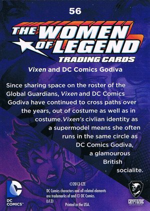 Cryptozoic DC Comics: The Women of Legend Parallel Foil Card 56 Vixen and DC Comics Godiva
