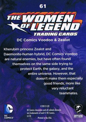 Cryptozoic DC Comics: The Women of Legend Parallel Foil Card 61 DC Comics Voodoo & Zealot