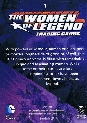Cryptozoic DC Comics: The Women of Legend Base Card 1 The Women of Legend Trading Cards