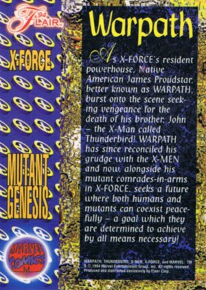 Fleer Marvel Annual Flair '94 Base Card 144 Warpath