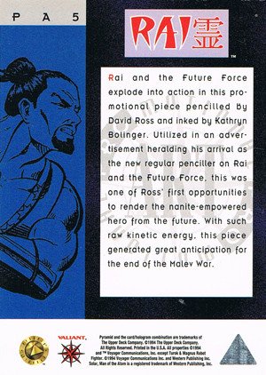 Upper Deck Valiant II Promotional Art Card PA5 Rai and the Future Force