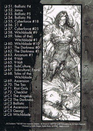 Comic Images Top Cow Showcase: The Painted Cow Base Card 72 Checklist