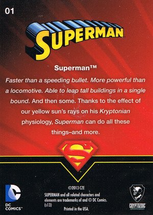 Cryptozoic Superman: The Legend Base Card 1 Superman