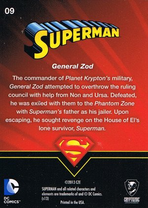 Cryptozoic Superman: The Legend Base Card 9 General Zod