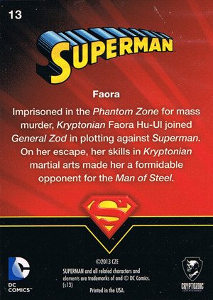 Cryptozoic Superman: The Legend Base Card 13 Faora