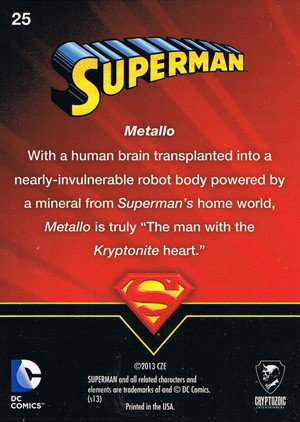 Cryptozoic Superman: The Legend Parallel Foil Card 25 Metallo