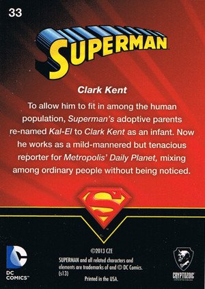 Cryptozoic Superman: The Legend Base Card 33 Clark Kent