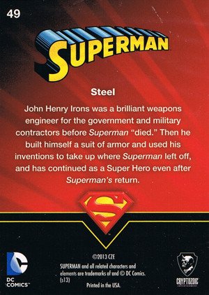 Cryptozoic Superman: The Legend Parallel Foil Card 49 Steel