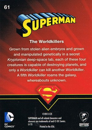 Cryptozoic Superman: The Legend Base Card 61 The Worldkillers