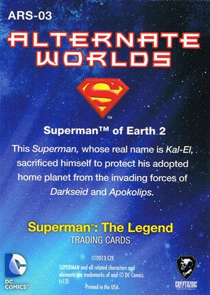 Cryptozoic Superman: The Legend Alternate Worlds Card ARS-03 Superman of Earth 2