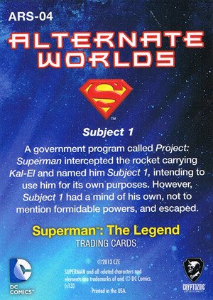 Cryptozoic Superman: The Legend Alternate Worlds Card ARS-04 Subject 1