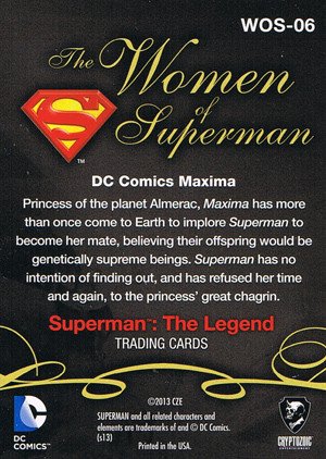 Cryptozoic Superman: The Legend The Women of Superman Card WOS-06 DC Comics Maxima