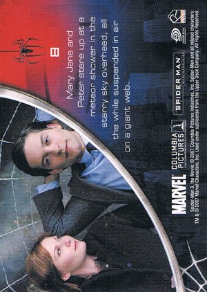 Rittenhouse Archives Spider-Man Movie 3 Base Card 8 Mary Jane and Peter stare up at a meteor showe