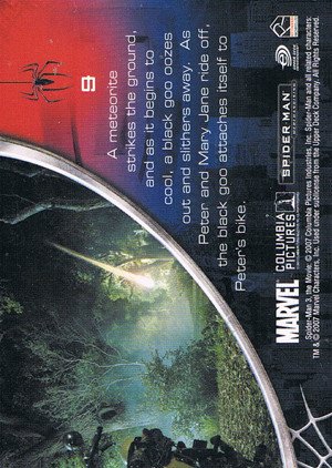 Rittenhouse Archives Spider-Man Movie 3 Base Card 9 A meteorite strikes the ground, and as it begi